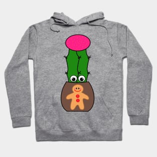 Cute Cactus Design #342: Hybrid Cactus In Gingerbread Man Pot Hoodie